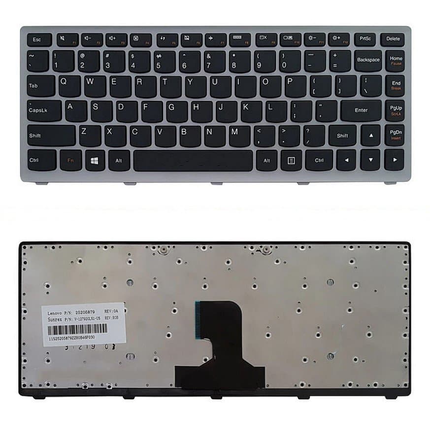کیبورد لپ تاپ لنوو IdeaPad Z400 مشکی-با فریم نقره ای