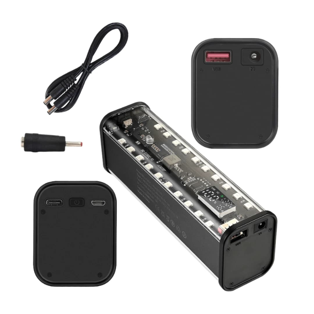 کیس پاوربانک Transparent فست شارژ 8 باتری 22.5W با خروجی 5-12 ولت DC مدل BQ-S18DC(مشکی) — تصویر ۲