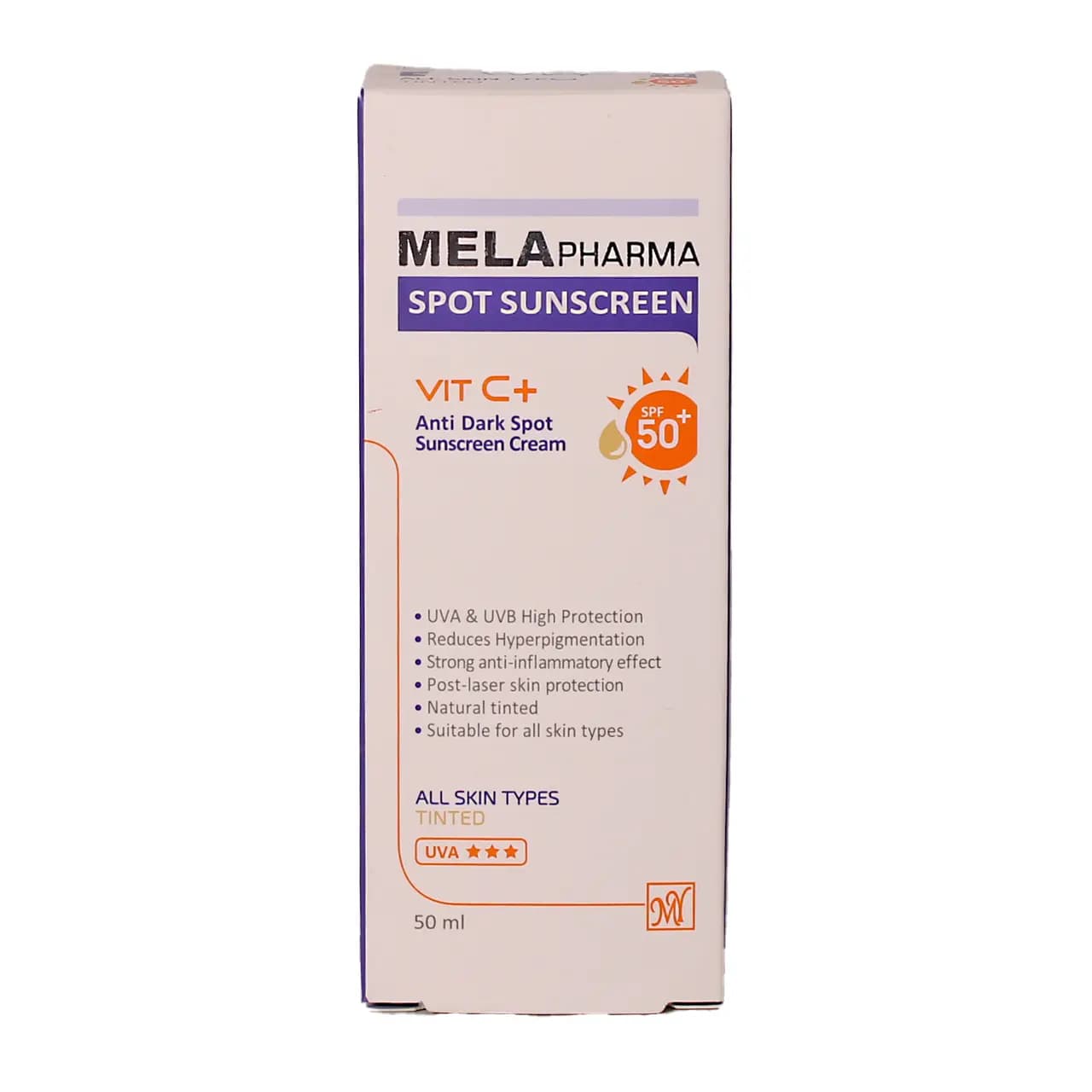کرم ضد آفتاب ضد لک رنگی ملافارما SPF50
