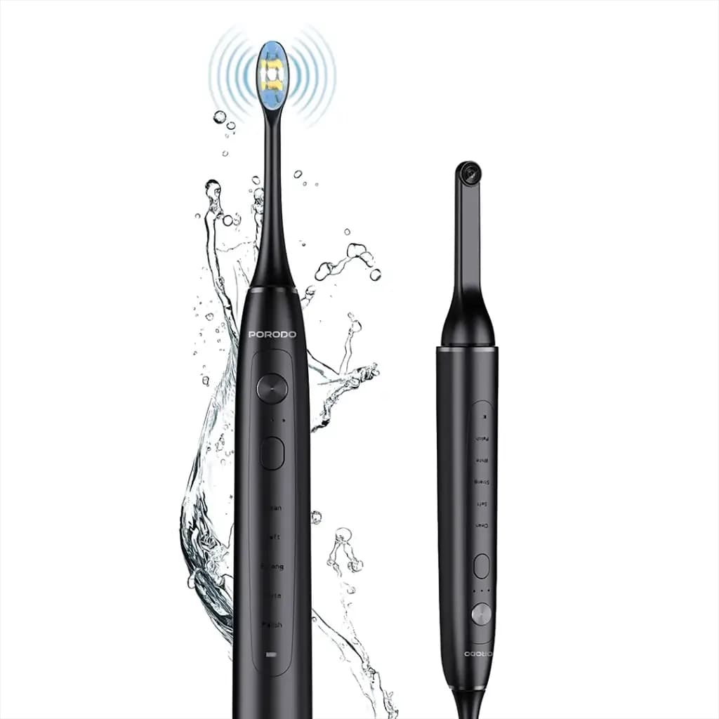 مسواک برقی هوشمند پرودو Porodo Lifestyle Smart Sonic Visual PDLFSTETCBK | دوربین دهانی، 40000 حرکت در دقیقه