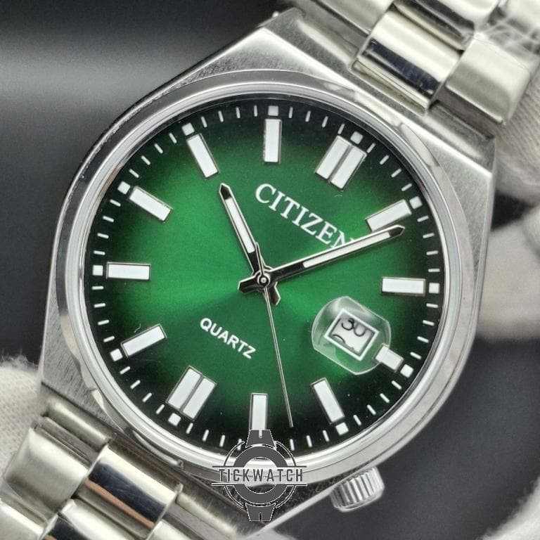 ساعت مردانه سیتیزن سویوسا صفحه سبز یشمی قاب نقره ای کیفیت مستر citizen — تصویر ۲