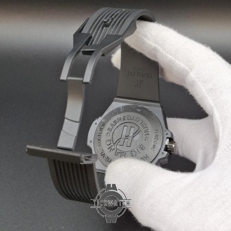 ساعت هابلوت مردانه مشکی | قاب کربن، بند اسپرت مشکی، قفل اصلی Hublot — تصویر ۶
