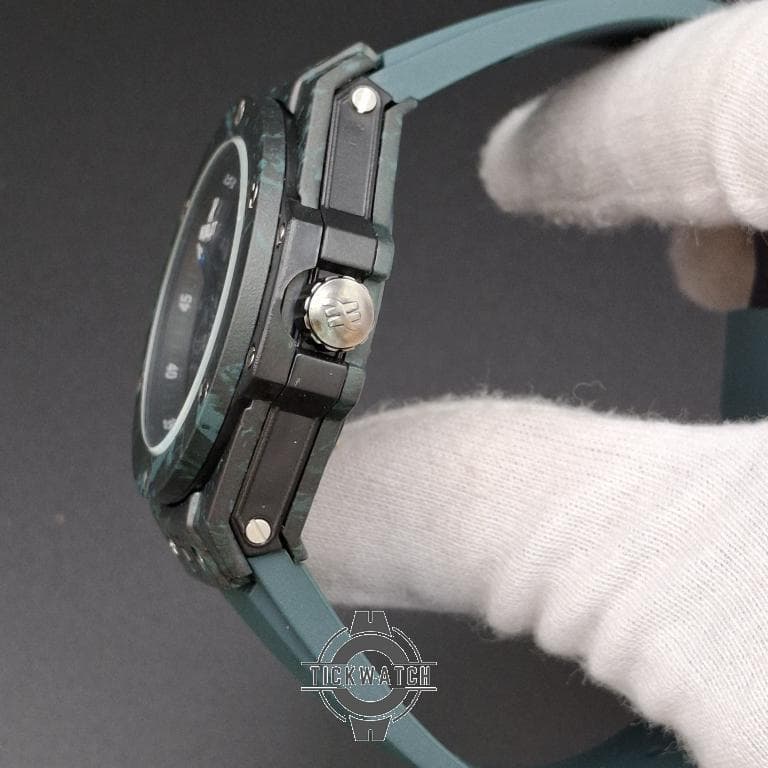 ساعت هابلوت مردانه سبز یشمی | قاب کربن، بند اسپرت، قفل اصلی Hublot — تصویر ۴