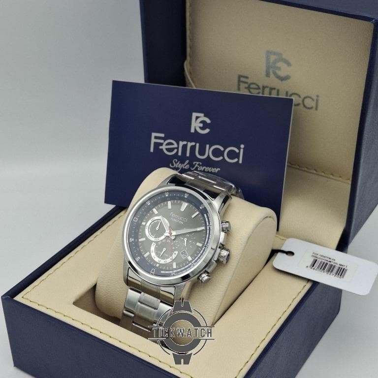 ساعت مچی مردانه فروچی Ferrucci ایتالیا مدل DUAL TIME با موتور ژاپن و بند استیل ضد زنگ — تصویر ۵
