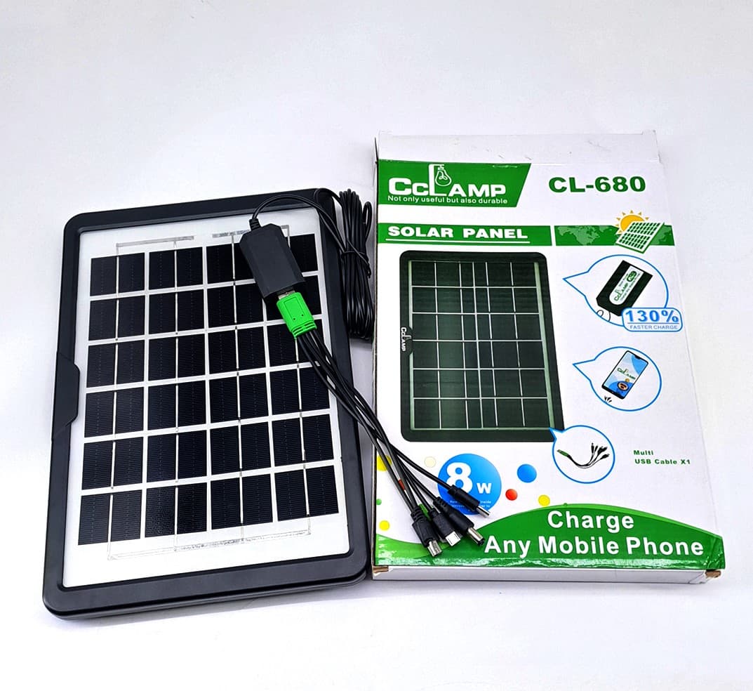 پنل خورشیدی سی سی لمپ مدل CL-690 ظرفیت ۸ وات اصلی برای شارژ گوشی در مواقع اضطراری