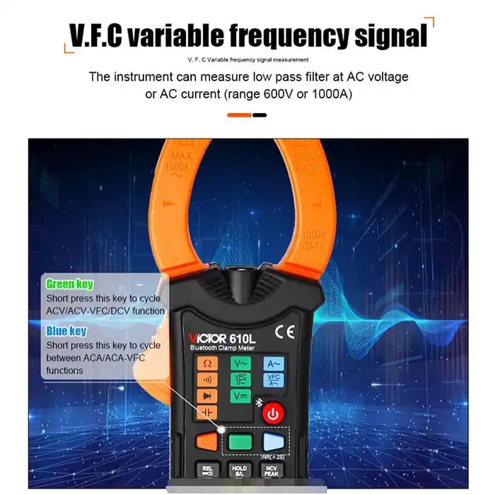 آمپرمتر کلمپی بلوتوث دار AC ویکتور مدل Victor 610L — تصویر ۵
