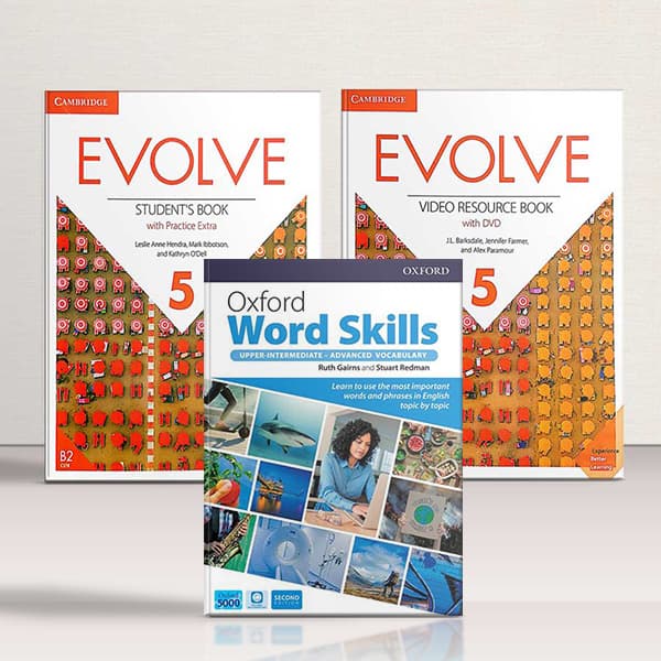 کتاب Evolve 5 + Video Book + Oxford Word Skills Advanced | کتاب ایوالو 5 + ویدیو بوک + آکسفورد ورد اسکیلز ادونس | مجموعه کامل