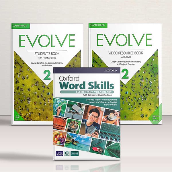 کتاب Evolve 2 + Video Book + Oxford Word Skills Elementary | کتاب ایوالو 2 + ویدیو بوک + آکسفورد ورد اسکیلز المنتری | مجموعه کامل