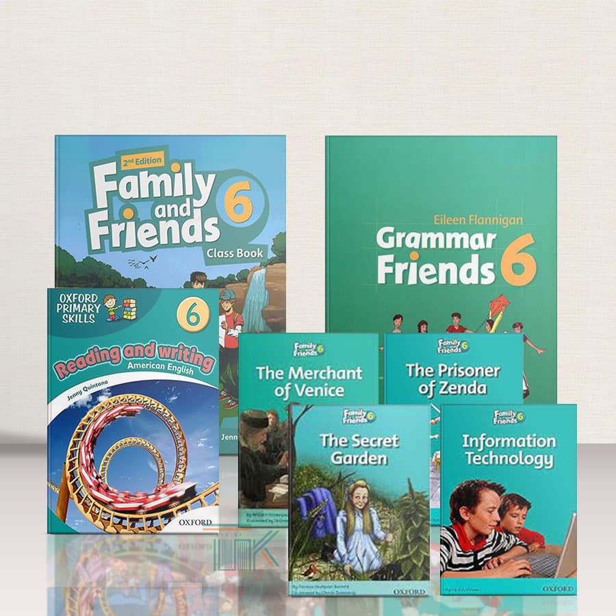 کتاب American Family and Friends 6 2nd Edition+Grammar+Reading-Writing Book+Story Series Complete Collection | مجموعه کامل امریکن فمیلی اند فرندز 6 ویرایش دوم + کتاب گرامر+ریدینگ اند رایتینگ+مجموعه دا