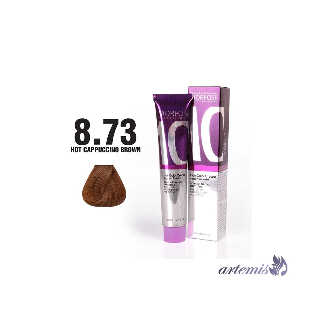 رنگ مو مورفوس کد رنگ 8.73 Hot Cappuccino Brown حجم 100 میلی‌لیتر