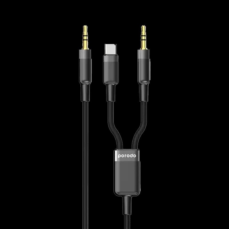 کابل 2 در 1 تایپ سی و AUX پرودو مدل Porodo PD-AUX2CC-BK