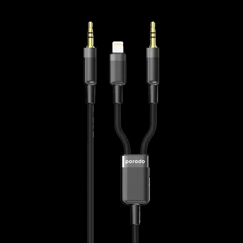 کابل 2 در 1 لایتنینگ و AUX پرودو مدل Porodo PD-AUX2LC-BK — تصویر ۲