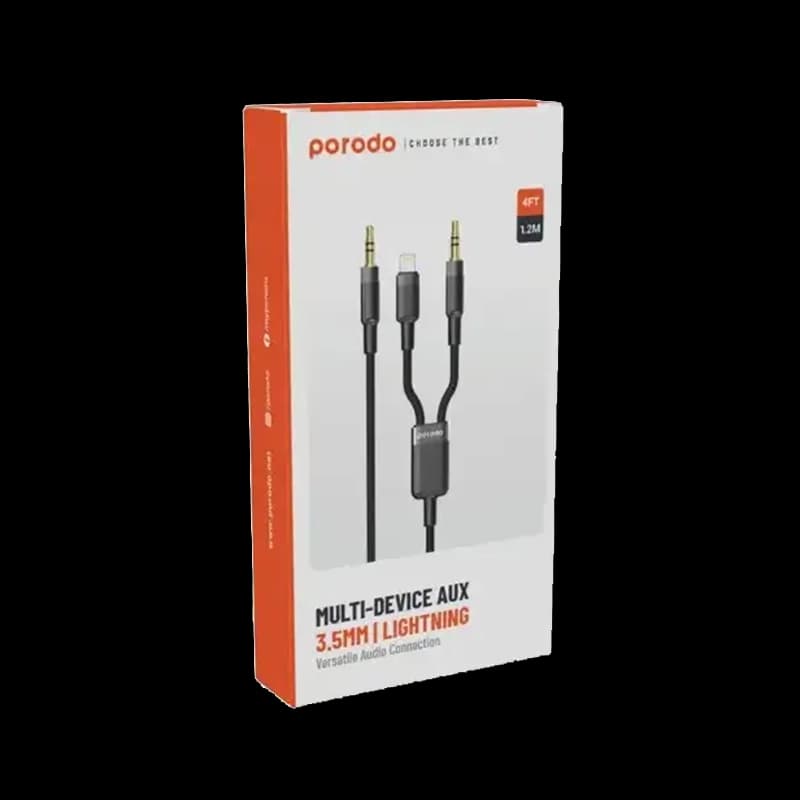 کابل 2 در 1 لایتنینگ و AUX پرودو مدل Porodo PD-AUX2LC-BK — تصویر ۳