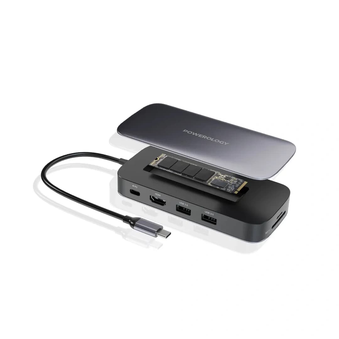 هاب تایپ سی و هارد اکسترنال پاورولوژی مدل Powerology USB-C Hub — تصویر ۴