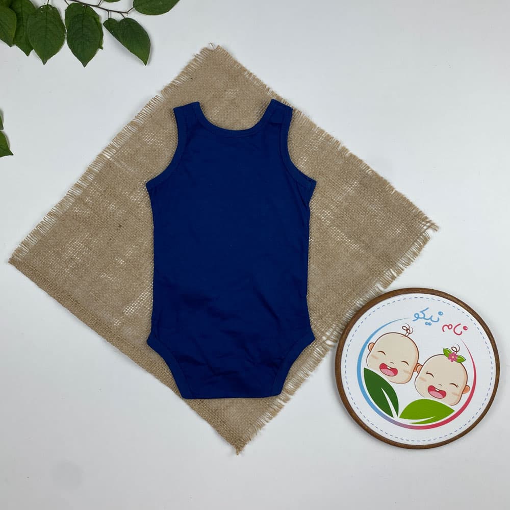 بادی نوزادی پسرانه آستین حلقه ای برند لوپیلو طرح ساده یقه گرد سرمه ای رنگ — تصویر ۵