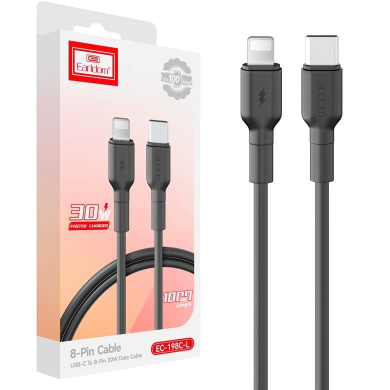 کابل تبدیل فست شارژ Earldom EC-198C-L Type-C To Lightning 30W 1m