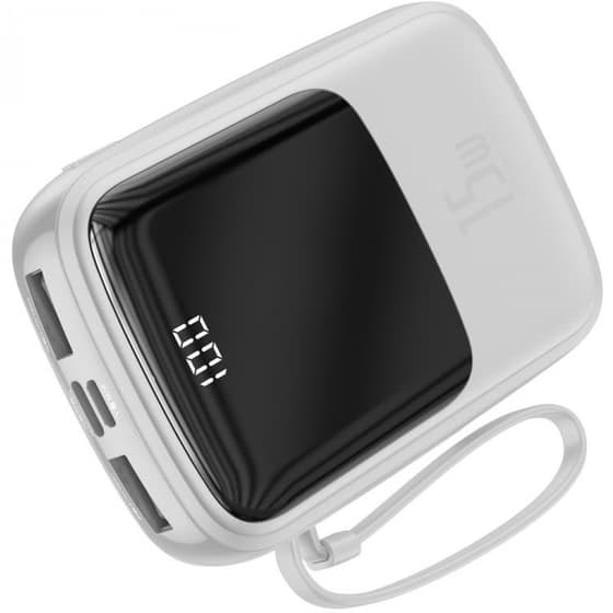 پاوربانک بیسوس ۱۰۰۰۰ میلی آمپر کابل متصل لایتنینگ Baseus QPow Digital Display Power Bank Iphone (آبی آسمانی) — تصویر ۲