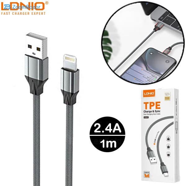 کابل تبدیل USB به لایتنینگ الدینیو مدل LS441 01pr طول 1 متر — تصویر ۵