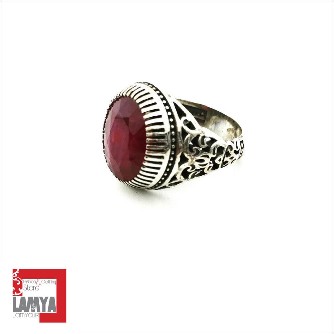 انگشتر نقره نگین طرح ياقوت سرخ کدA012