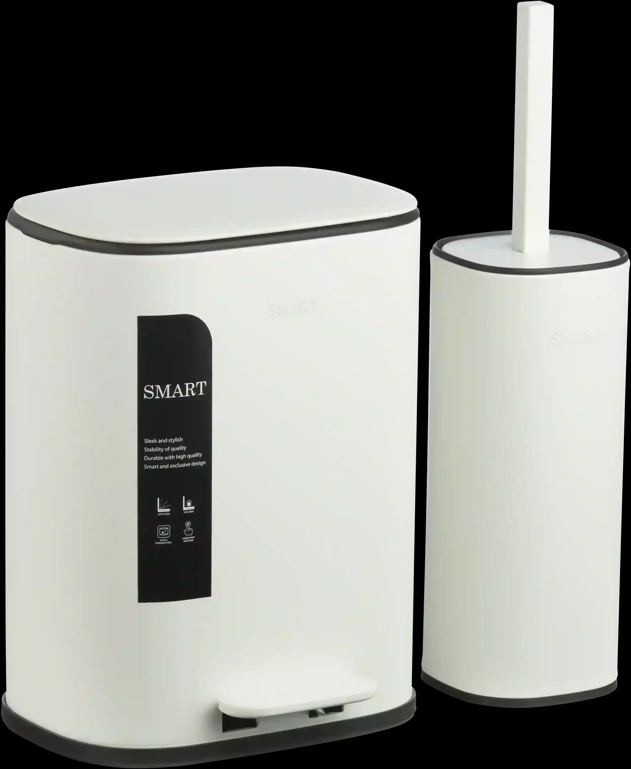 سطل و برس 5 لیتراسمارت رنگ سفید طرح jastin کد 6917-WHT