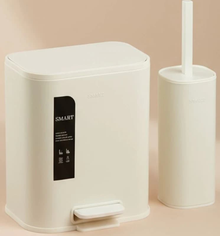 سطل و برس 5 لیترمستطیل اسمارت رنگ سفید طرح ferial کد 6815-WHT