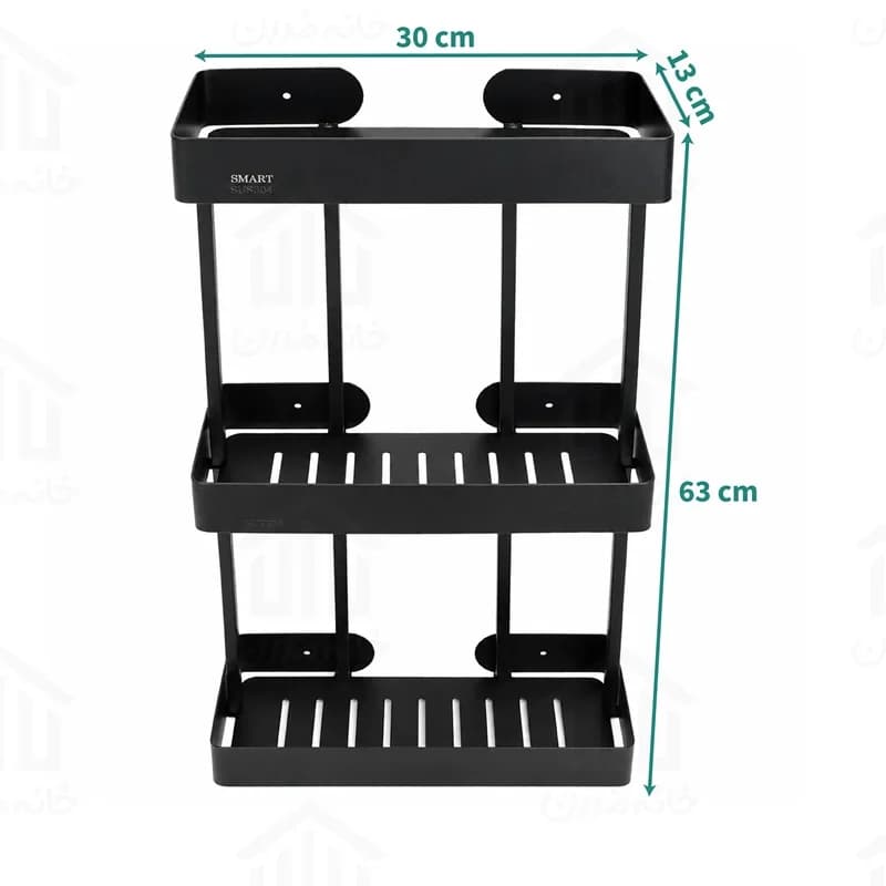 استند وسط حمام مستطیل سه طبقه اسمارت رنگ مشکی طرح banyo کد 1023