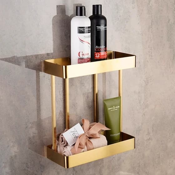 استند وسط حمام مستطیل دو طبقه اسمارت رنگ طلایی طرح banyo کد 1022