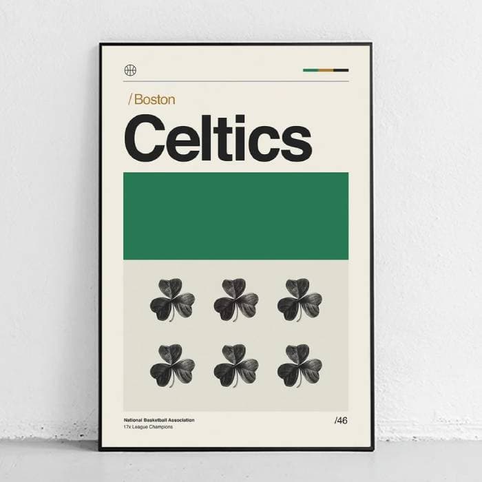 پوستر و تابلو مینیمال طرح تیم بسکتبال Boston Celtics