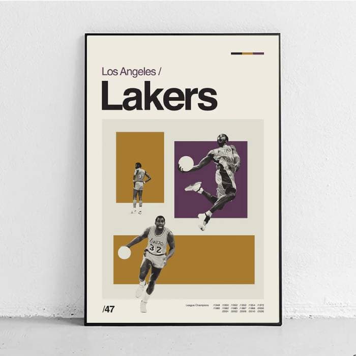 پوستر و تابلو مینیمال طرح تیم بسکتبال Los Angeles Lakers