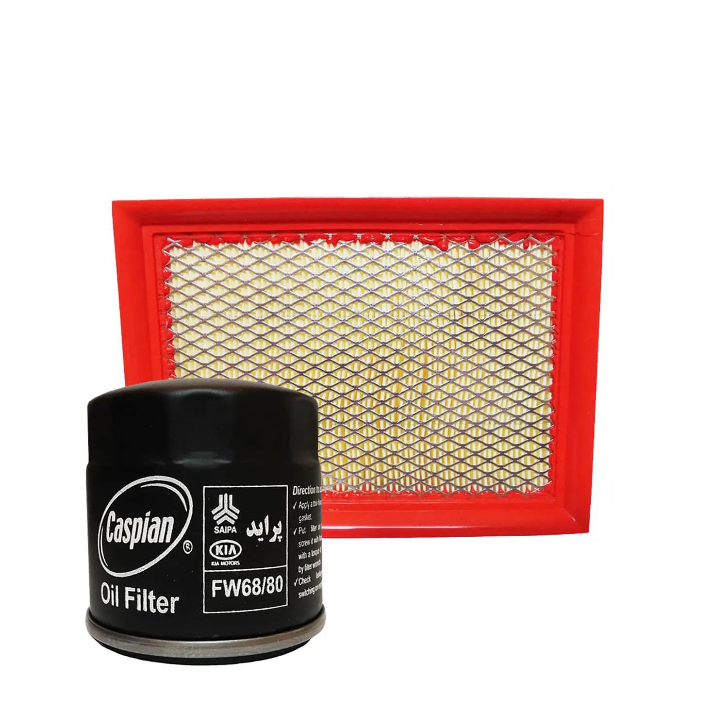 فیلتر هوای خودرو کاسپین به همراه فیلتر روغن مناسب برای پراید 132 — تصویر ۲