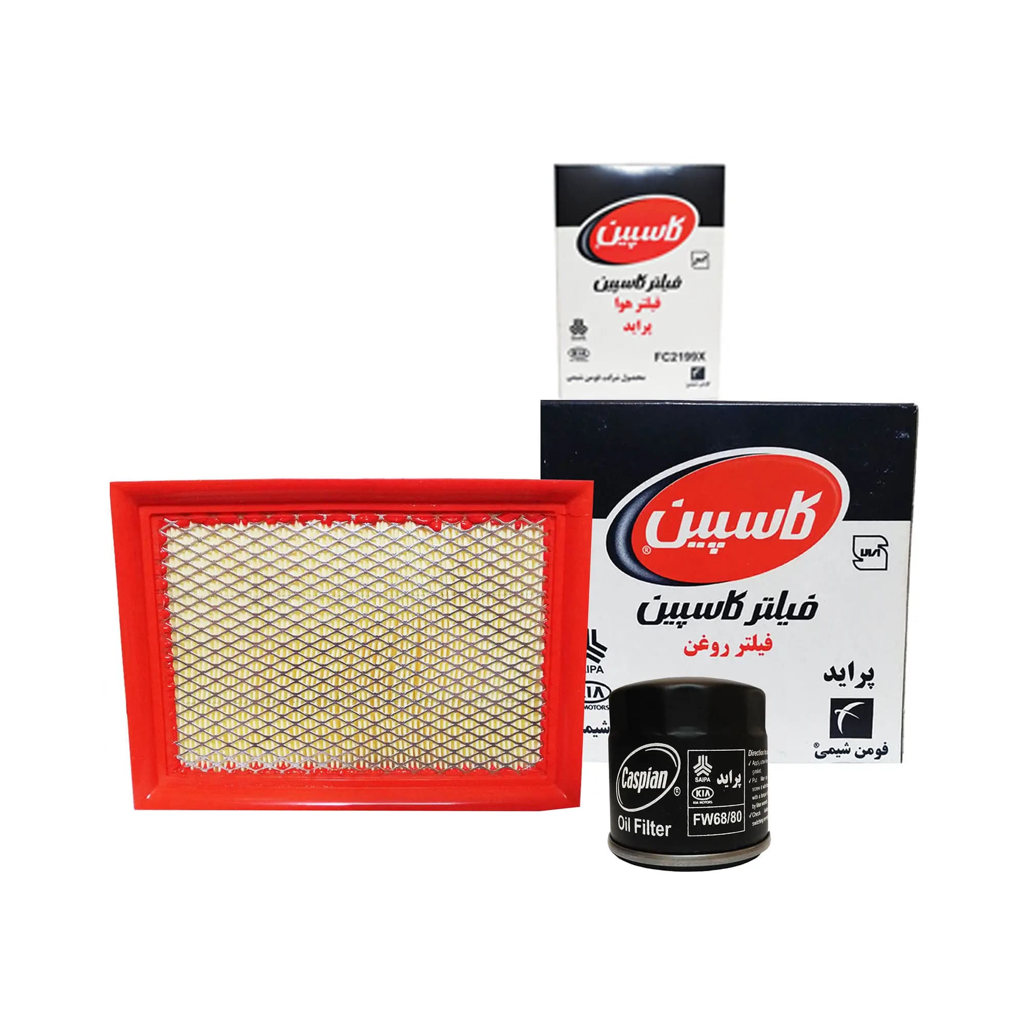 فیلتر هوای خودرو کاسپین به همراه فیلتر روغن مناسب برای پراید 132 — تصویر ۳