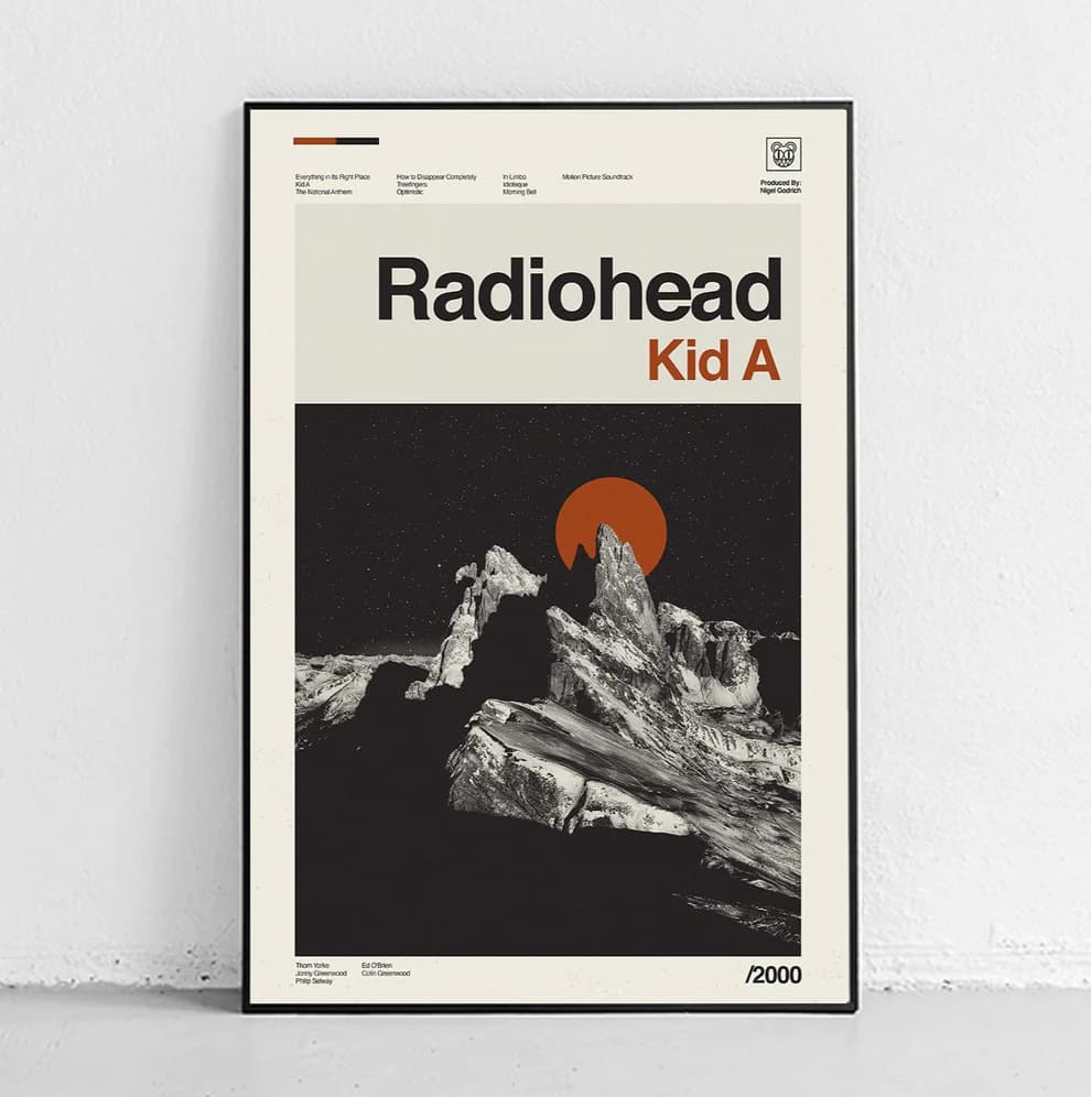 پوستر و تابلو مینیمال طرح Radiohead: Kid A