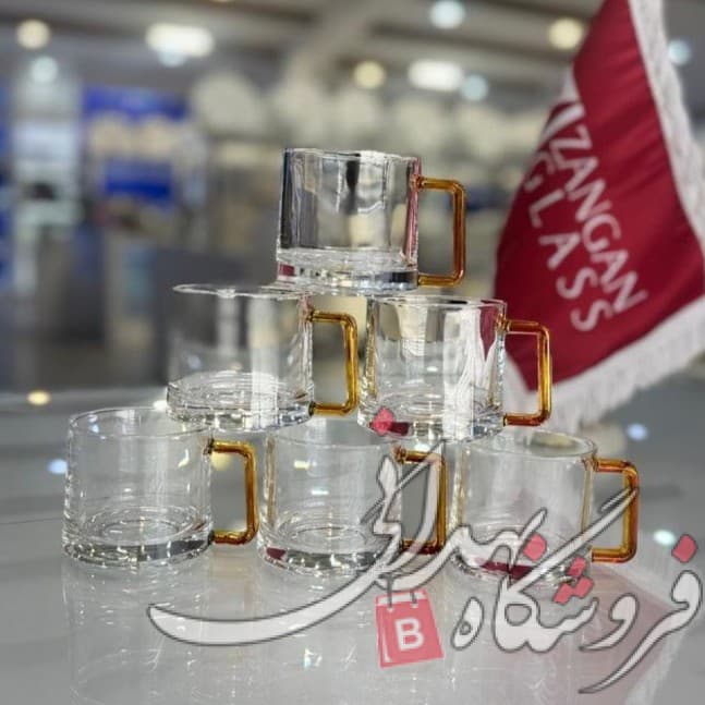 نیم لیوان شیشه ای دیانا 6عددی دسته رنگی