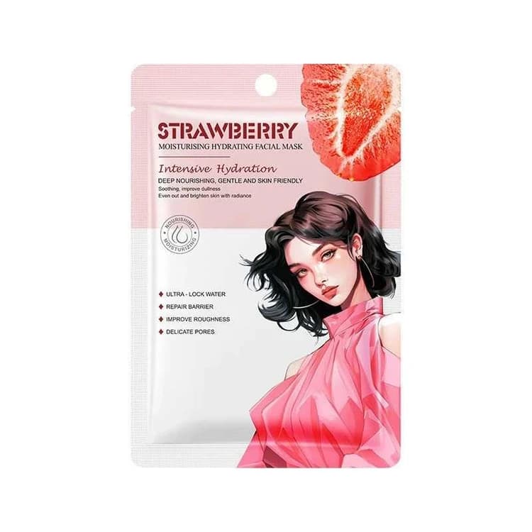 ماسک ورقه ای صورت سفید و مرطوب کننده توت فرنگی بیواکوا bioaqua