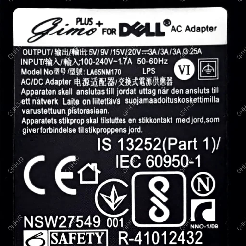آداپتور تبلت-موبایل-لپ تاپ دل 20V 3.25A-15V 3A-9V 3A-5V 3A Type C Gimo Plus — تصویر ۵
