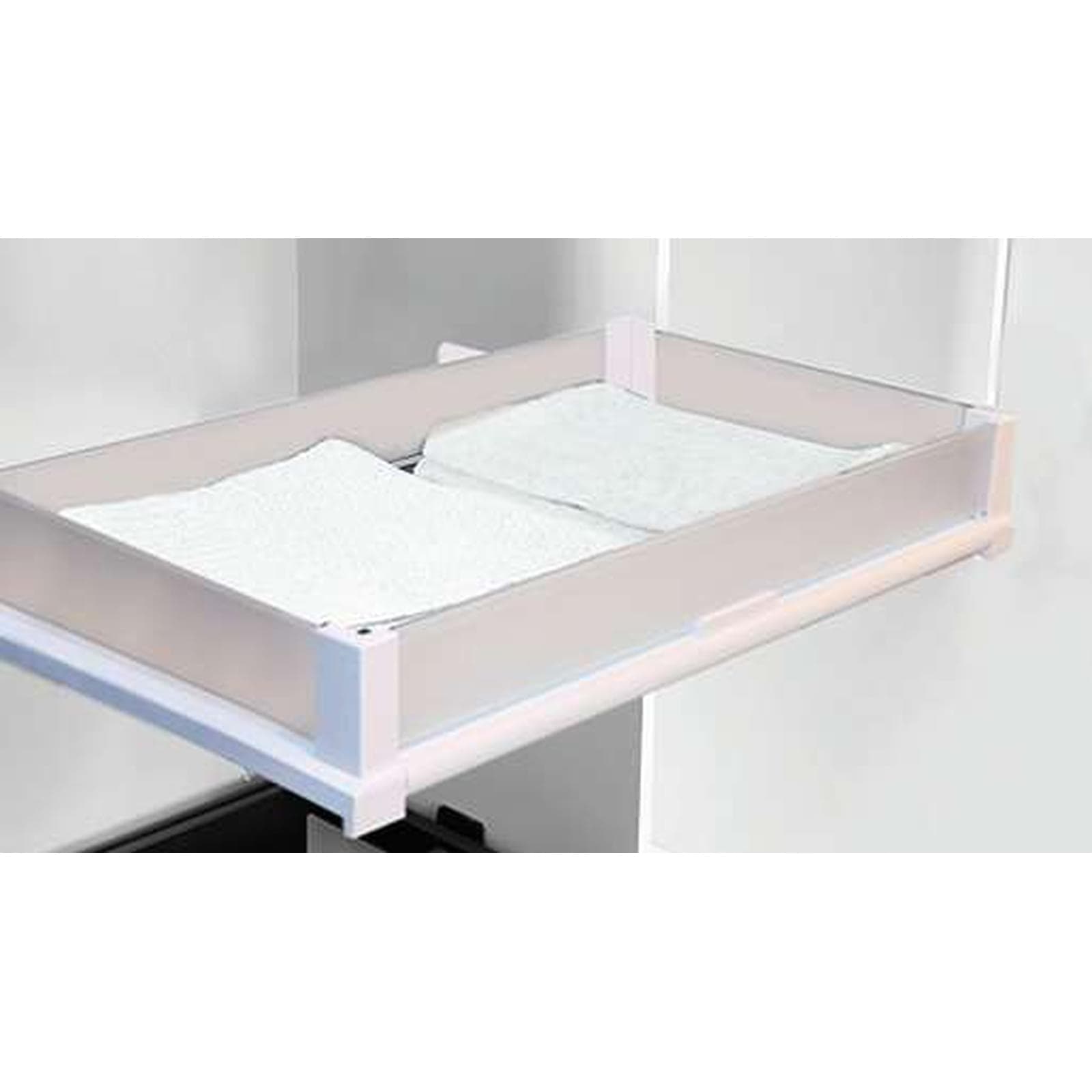 کشو شیشه ای ریلی رنگ سفید ایتالین عرض 450mm