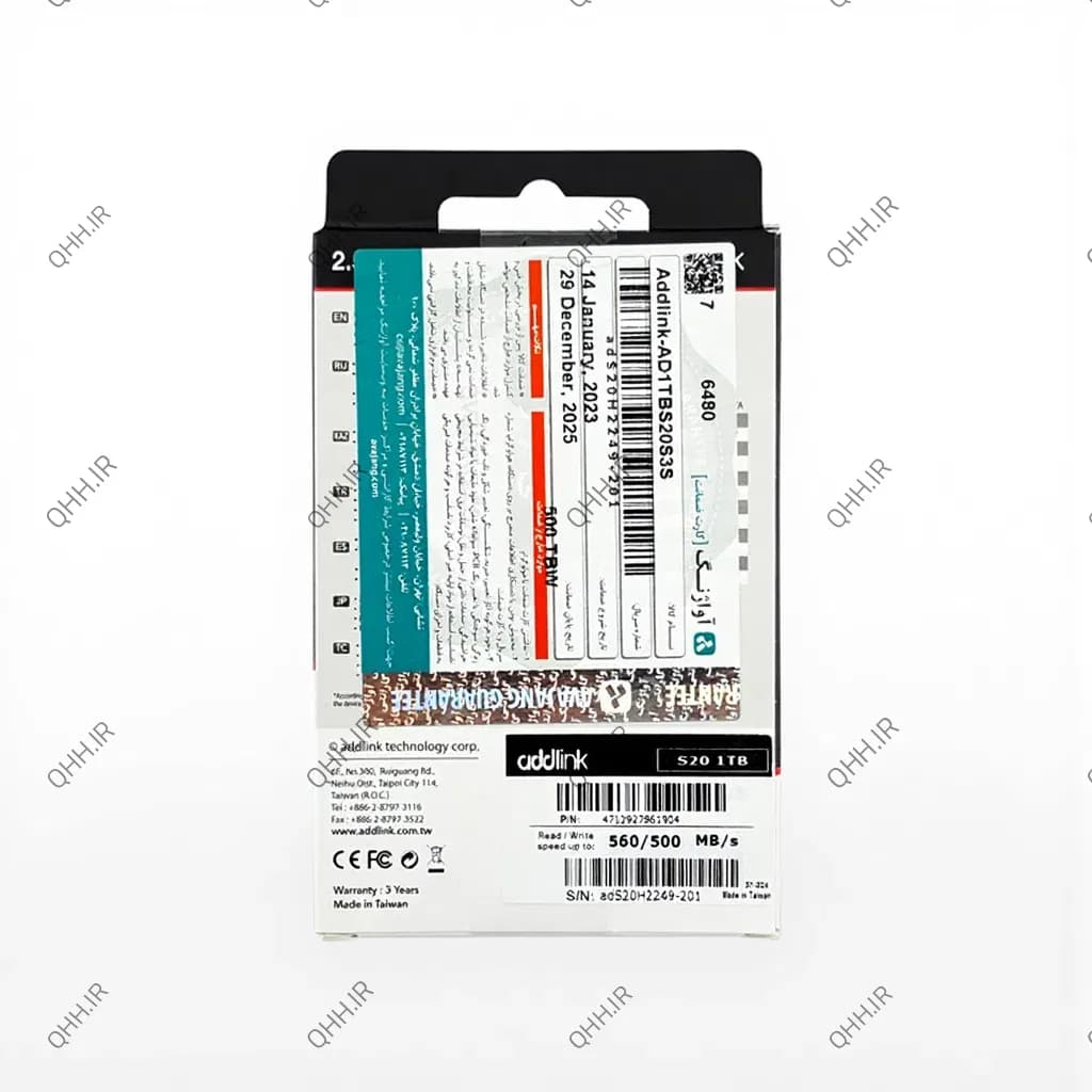 هارد SSD لپ تاپ 1ترابایت Addlink Sata 2.5Inch S20 آواژنگ — تصویر ۲