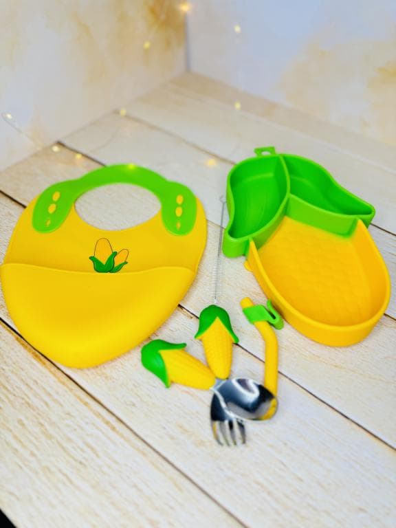 ست 5 تیکه ظرف غذای سیلیکونی فانتزی کودک کد 2885 — تصویر ۹