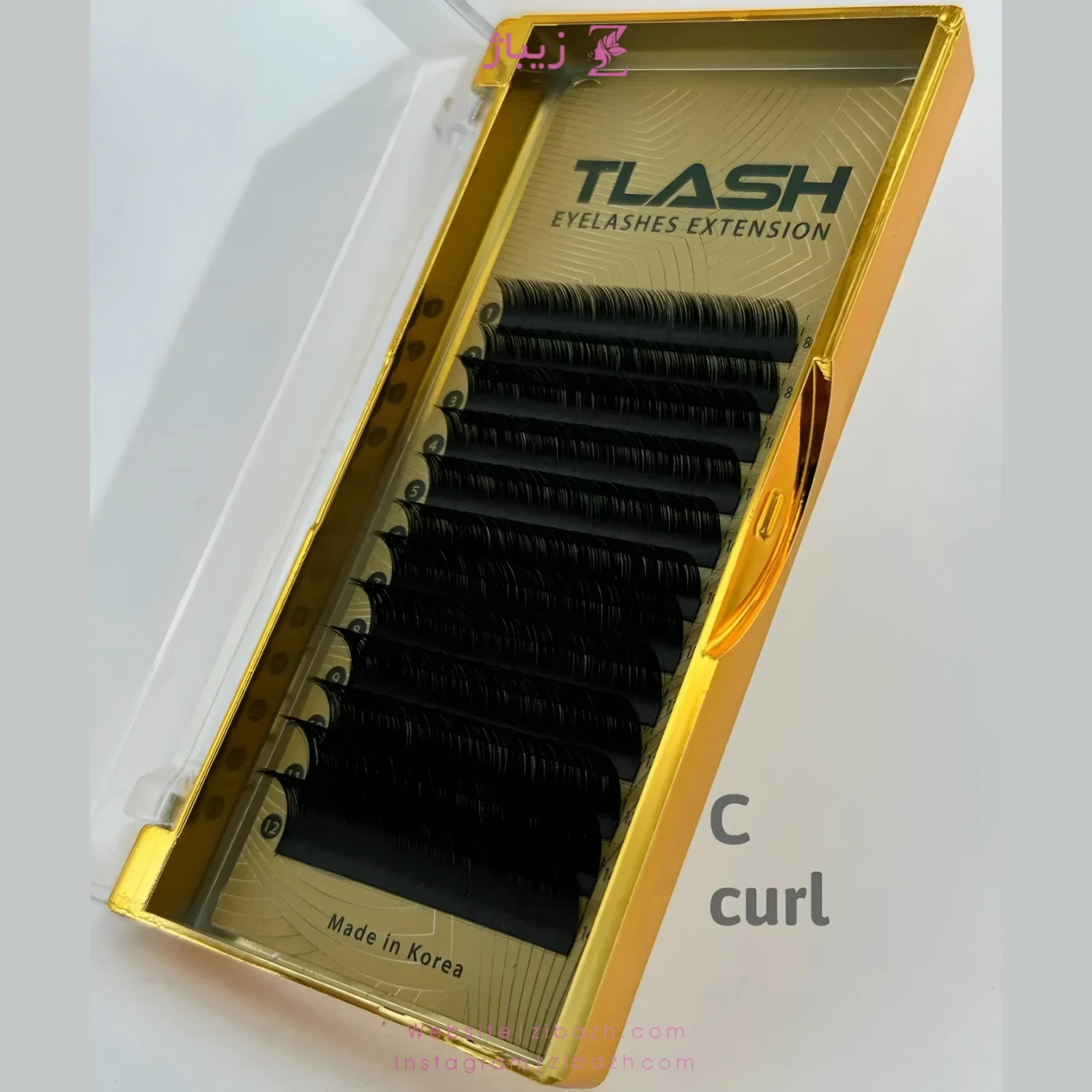 پالت مژه TLASH مدل C غیر فست فن ضخامت 0.7 – 20 لاین میکس سایز — تصویر ۳
