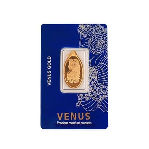 آویز پلاک طلای ۱۸ عیار ونوس طرح اونسی سوئیس 1.5 گرمی