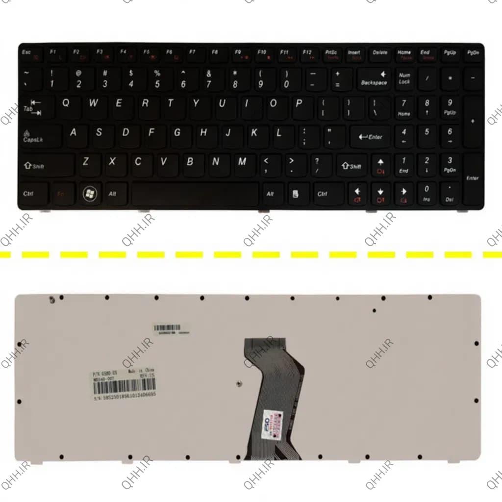 کیبرد لپ تاپ لنوو IdeaPad G580 مشکی با فریم