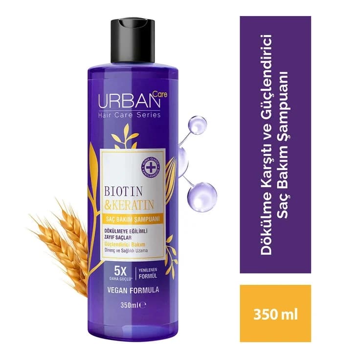 شامپو ضد ریزش اربن کر مدل Biotin & Keratin – حاوی بیوتین و کراتین | حجم 350 میل — تصویر ۲