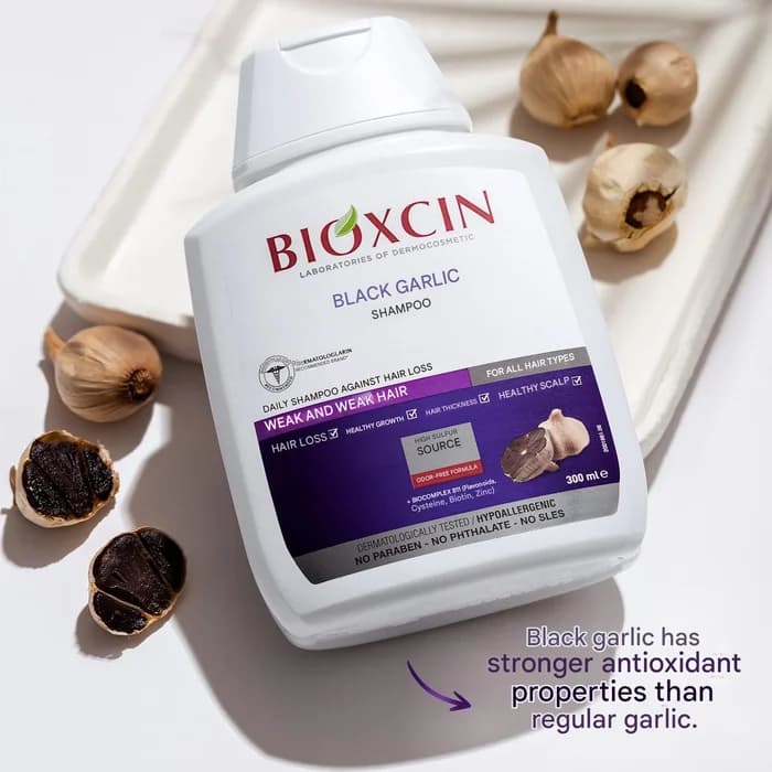پک دوعددی شامپو سیر سیاه بیوکسین مدل Black Garlic | حجم 300 میل — تصویر ۶