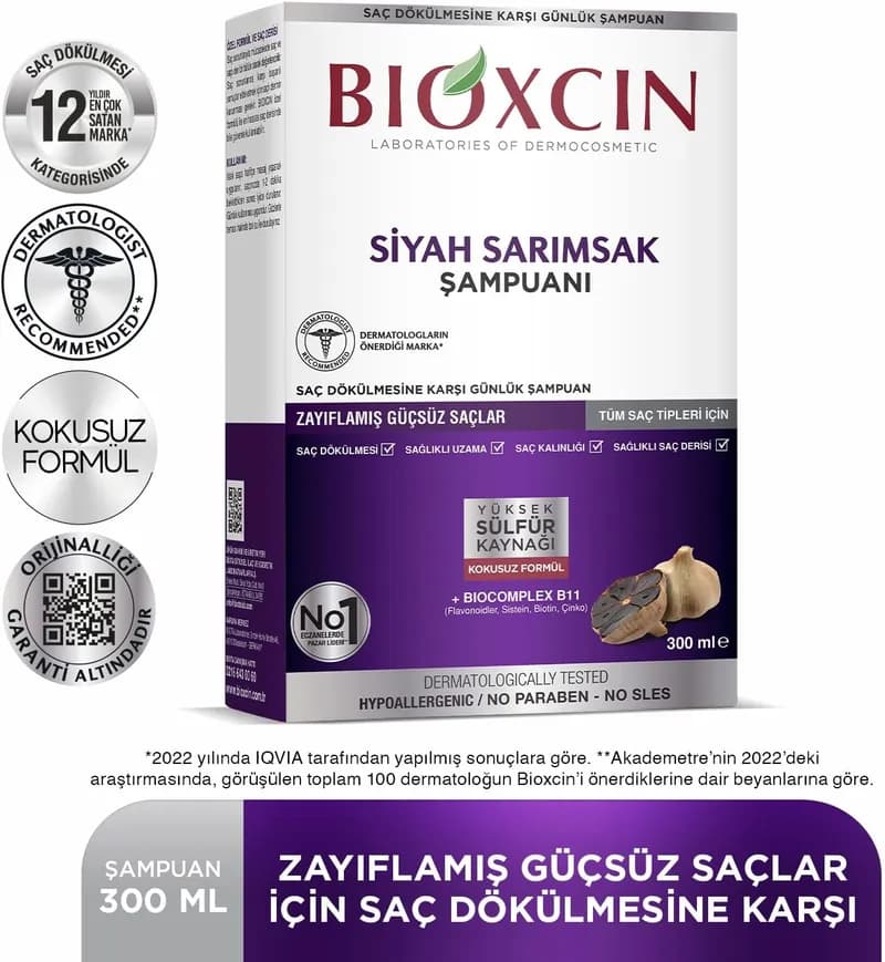 پک دوعددی شامپو سیر سیاه بیوکسین مدل Black Garlic | حجم 300 میل — تصویر ۲