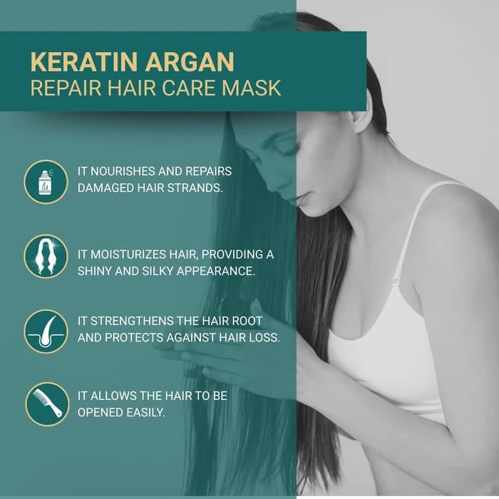 ماسک مو ترمیم و تقویت کننده‌ بیوکسین مدل Keratin & Argan – مناسب موهای خشک و آسیب دیده | حجم 225 میل — تصویر ۴