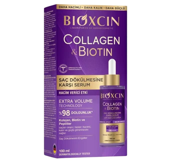 سرم ضد ریزش و حجم دهنده مو بیوکسین مدل Collagen & Biotin | حجم 100 میل