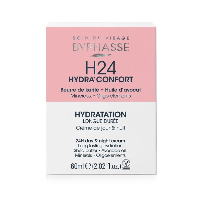 کرم روز و شب آبرسان 24 ساعته بایفاس Byphasse مدل H24 Hydra’Confort | حجم 60 میلی‌لیتر — تصویر ۳