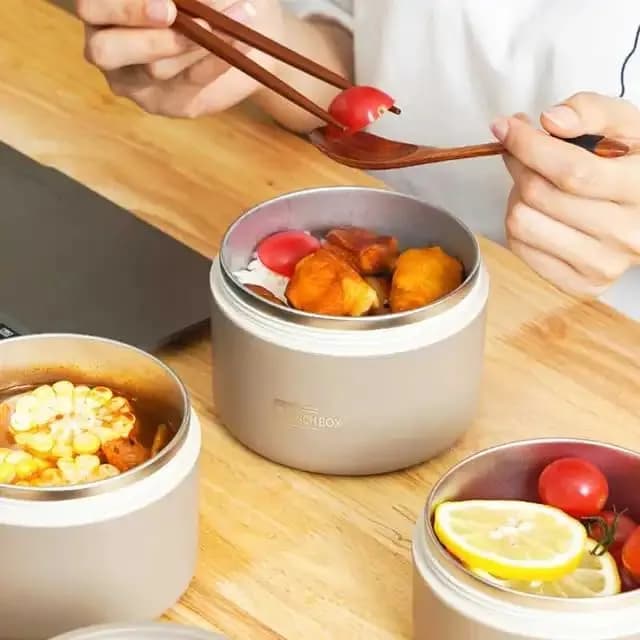 لانچ باکس ست بنتو کیف دار | پک 2 تایی گرد