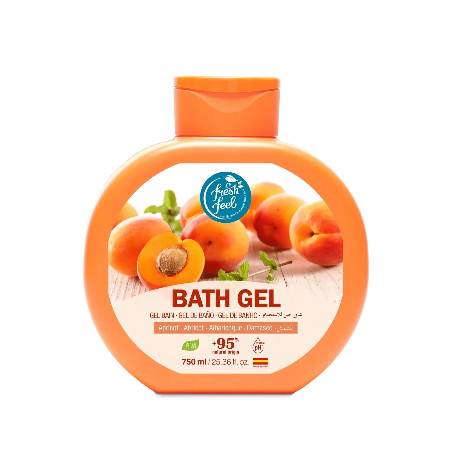شامپو ژل حمام زردآلو فرش فیل Fresh Feel مدل Apricot | حجم 750 میل
