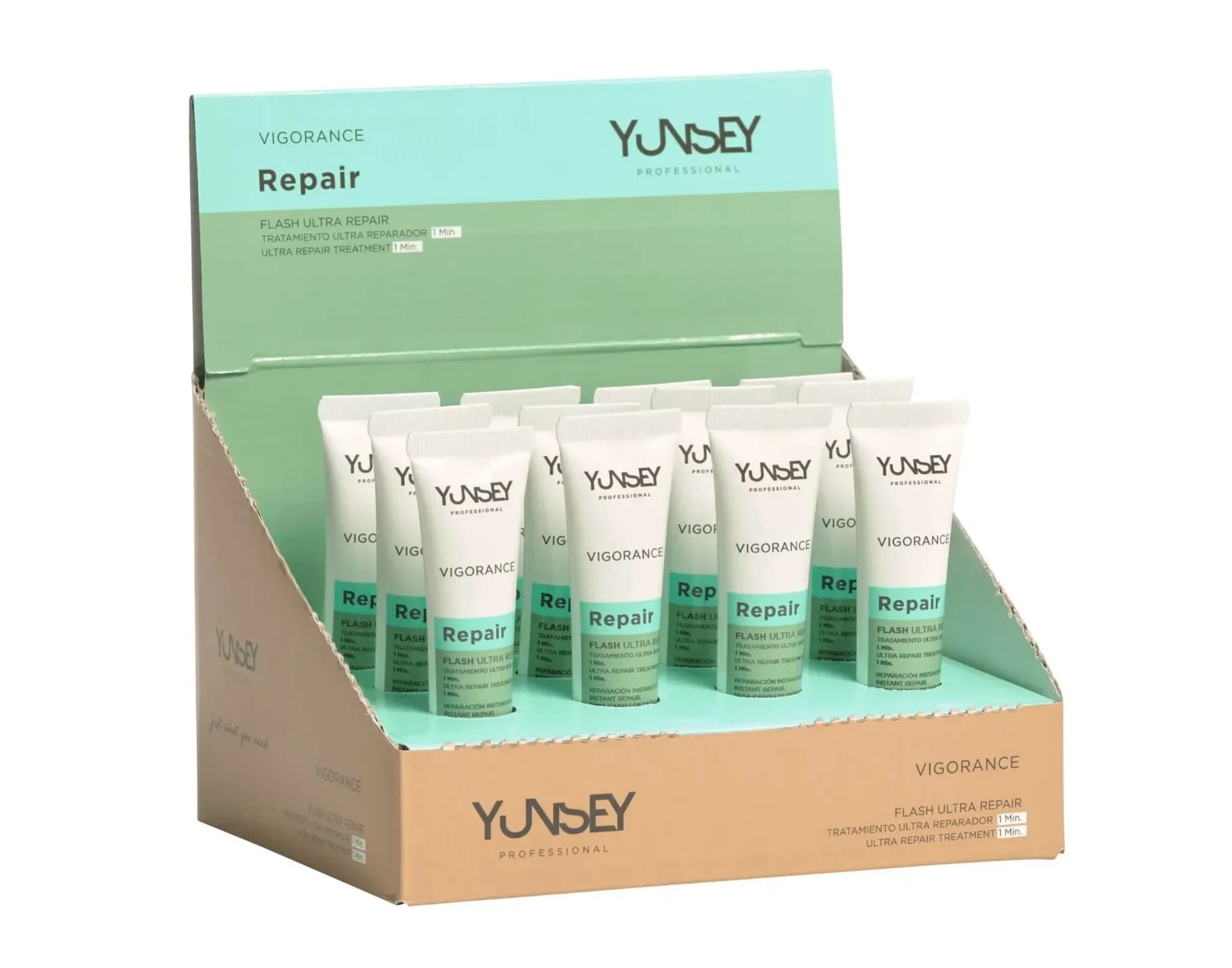 سرم درمانی وز مو یانسی Yunsey مدل Flash Ultra Repair – ترمیم فوری مو در 1 دقیقه | 12 ویال 15 میلیلیتری — تصویر ۲